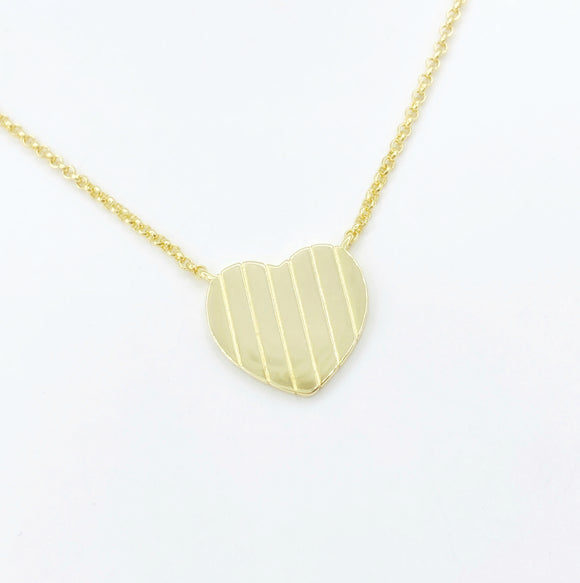 Ribbed Gold Heart Choker / Necklace