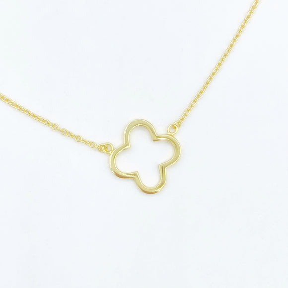 Gold Open Clover Necklace