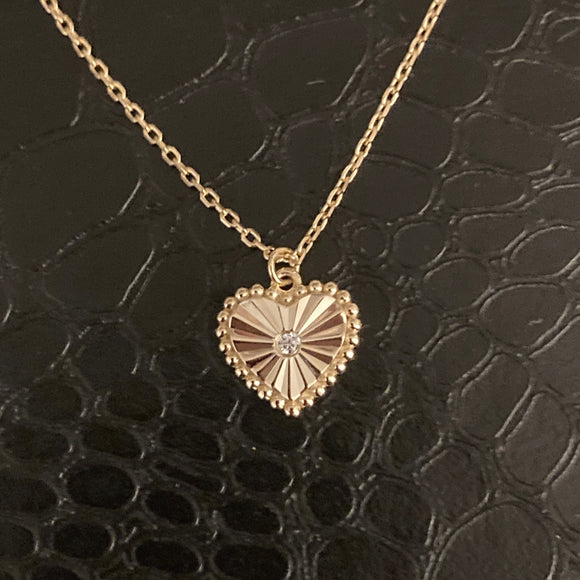 Pleated Heart Necklace