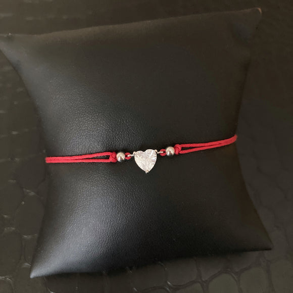 Red String Heart Solitaire Bracelet