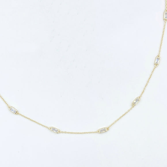 Rectangle Diamond Choker Necklace