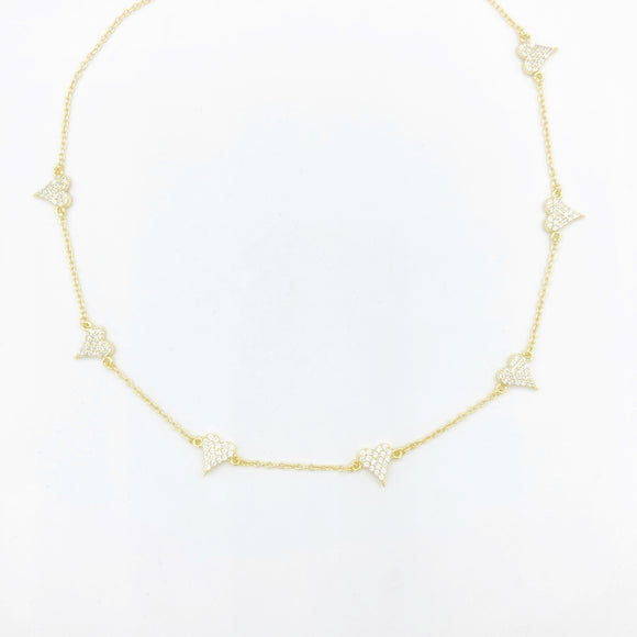 Diamond Heart Choker Necklace- Gold