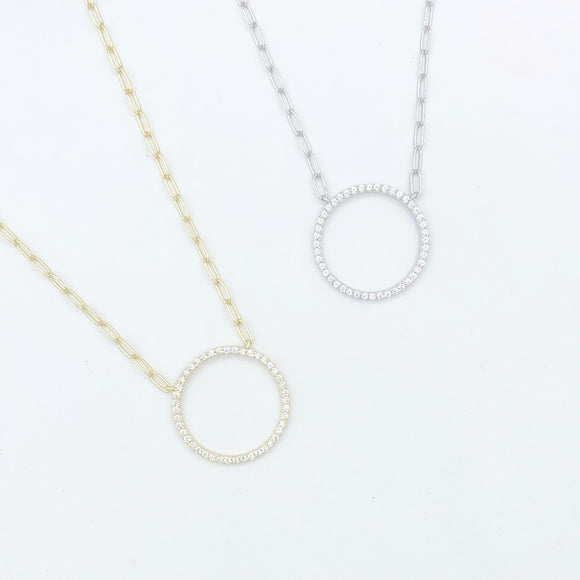 Paperclip Circle Necklace 2.0 - Gold or Silver