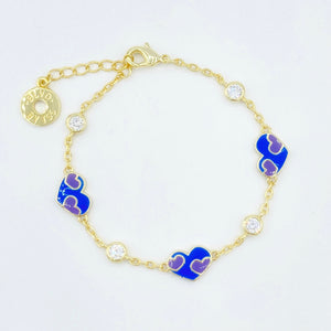 Heart & Diamond Enamel Bracelet - Blue/Purple