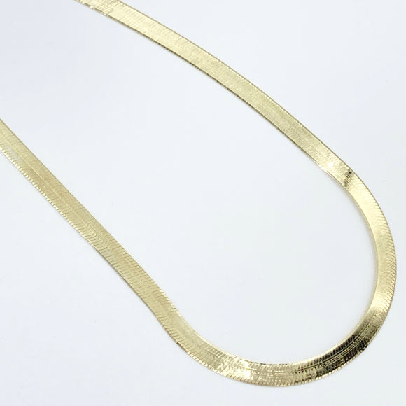 Herringbone Liquid Gold Chain - Choker, 16” or 18” Necklace