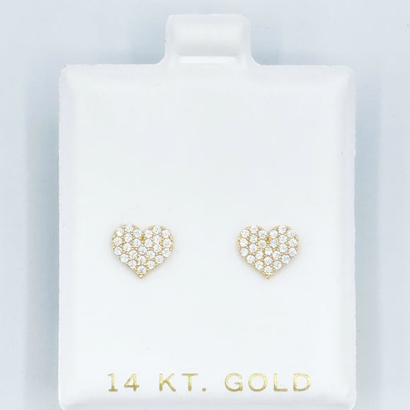 Pave Heart Screwbacks - Gold or White Gold