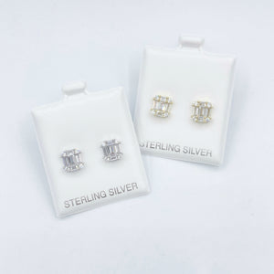 Rectangle Solitaire Stud Earrings