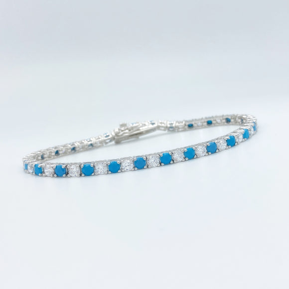 Turquoise & Diamond Tennis Bracelet 2.0