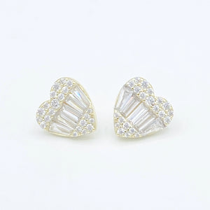 Baguette Heart Stud Earrings