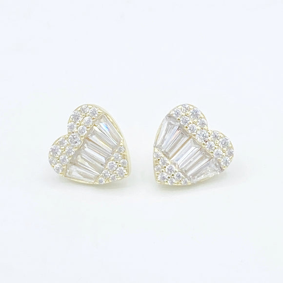 Baguette Heart Stud Earrings