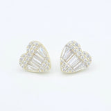Baguette Heart Stud Earrings