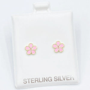 Pink Enamel Flower Studs 2.0