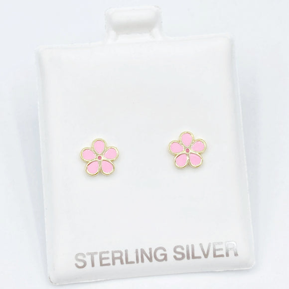 Pink Enamel Flower Studs 2.0