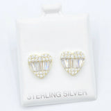 Baguette Heart Stud Earrings