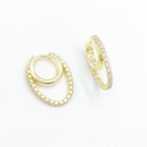 Double Huggie Diamond Hoops