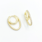 Double Huggie Diamond Hoops
