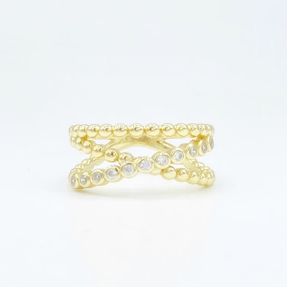 Beaded Wrap Ring - Gold or Silver