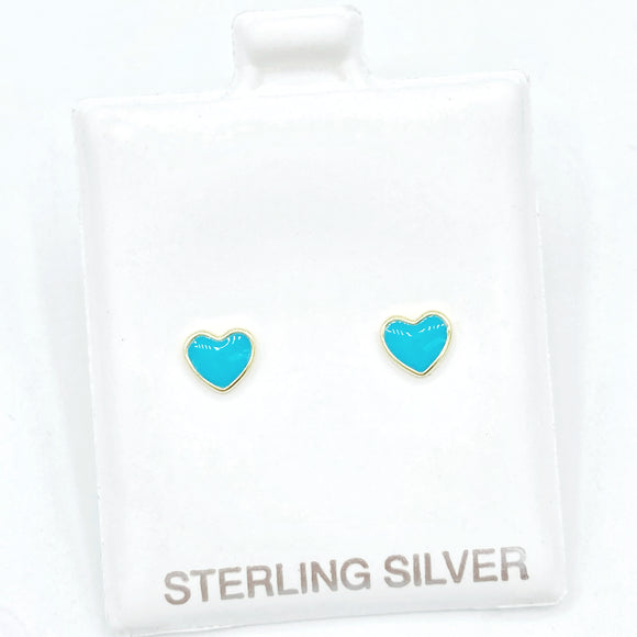 The Perfect Petite Enamel Heart Studs - Blue