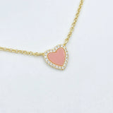 Gold over Sterling Pink Heart Choker / Necklace