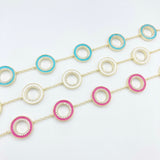 Reversible Enamel Circle Bracelet - Blue