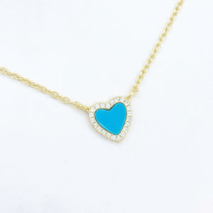 Gold over Sterling Turqouise Heart Choker / Necklace