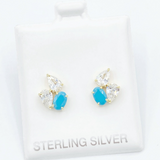 Cluster Stud Earrings - Turqouise/Gold