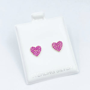 Ruby Pave Heart Screwback Studs