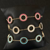 Reversible Enamel Circle Bracelet - Pink