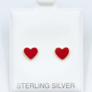 The Perfect Enamel Heart Studs - Red