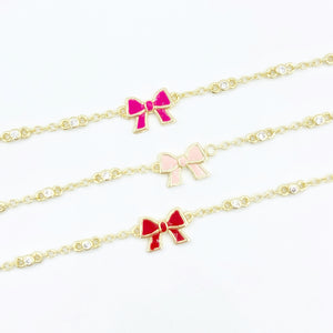 Enamel Bow Bracelet - Pink, Red or Hot Pink