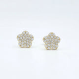 Pave Flower Screwback Studs - Diamond/Gold