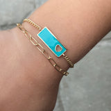 Double Bar and Paperclip Bracelet - Blue