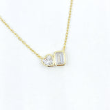 Heart & Rectangle Bezel Solitaire Choker/Necklace - Gold