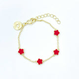Enamel Flower Bracelet - Red