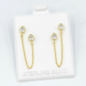 Double Piercing Studs with Chain