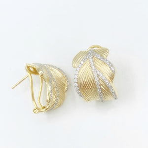 Diamond Studded Leaf Earrings