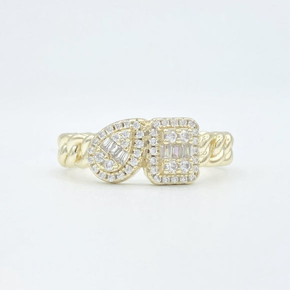 Teardrop & Rectanlge Link Ring