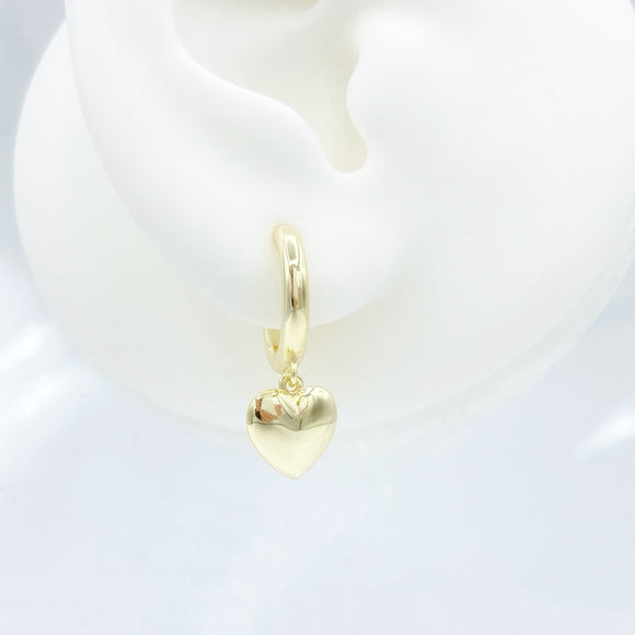 Puffed Heart Drop Hoops
