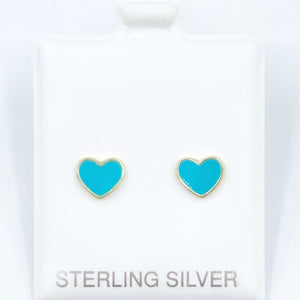 The Perfect Enamel Heart Studs - Blue