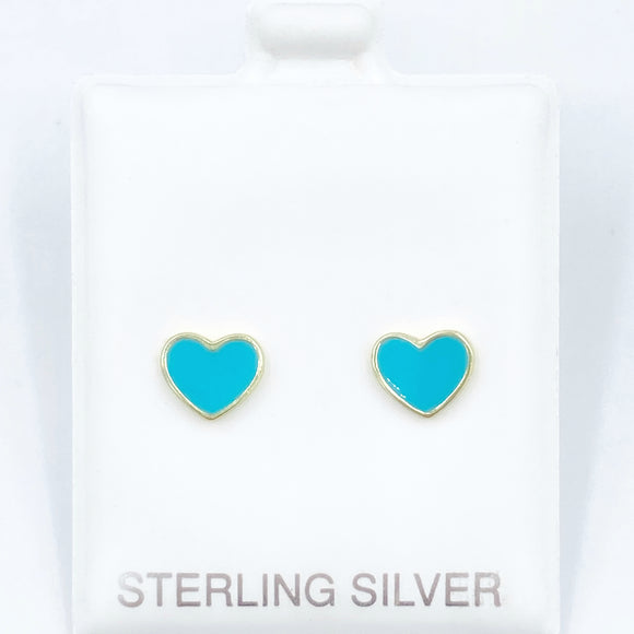 The Perfect Enamel Heart Studs - Blue