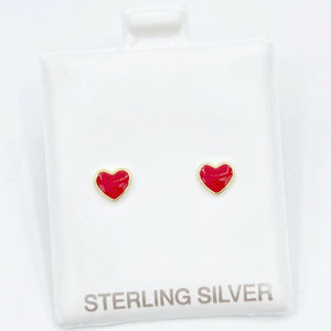 The Perfect Petite Enamel Heart Studs - Red