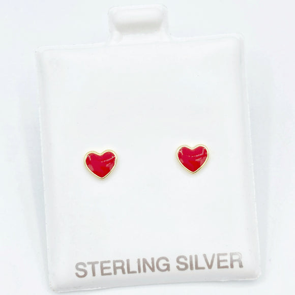 The Perfect Petite Enamel Heart Studs - Red