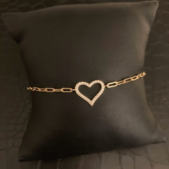 Open Heart Paperclip Bracelet 2.0 - Gold or Silver