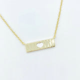 Ribbed Bar Heart Necklace - White