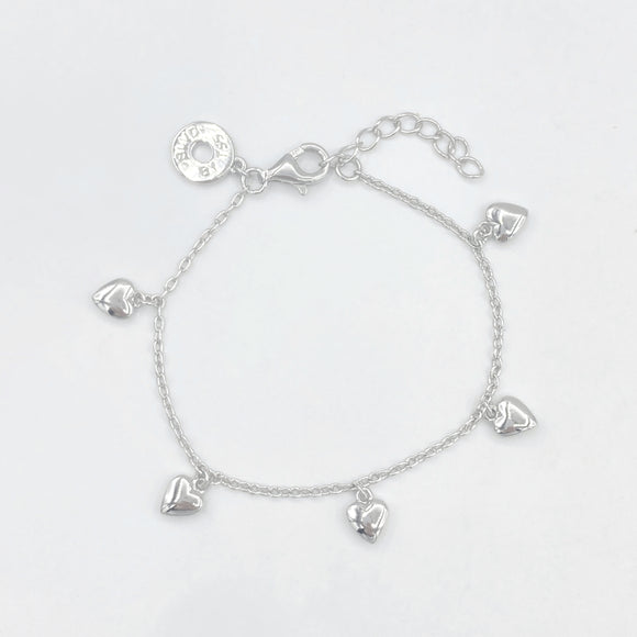 Silver Heart Charm Bracelet (Baby/Girls/Teens)