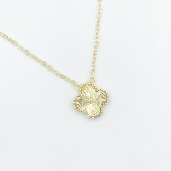 Gold Filled Fluted Clover Necklace
