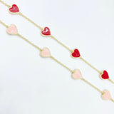 Enamel Sterling Heart Bracelet - Red