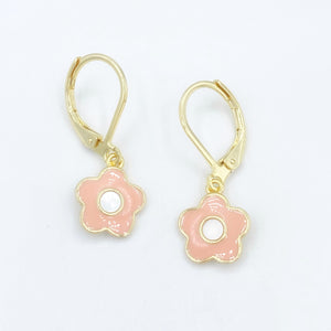 Mother of Pearl Flower Leverbacks - Light Pink