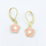 Mother of Pearl Flower Leverbacks - Light Pink