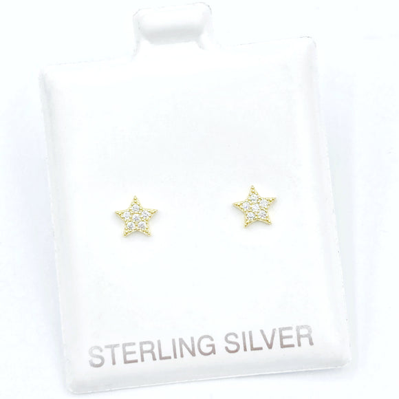 Petite Pave Star Earrings -Silver or Gold